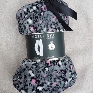 Plush Lounge Pants Fleece Grey Animal Print